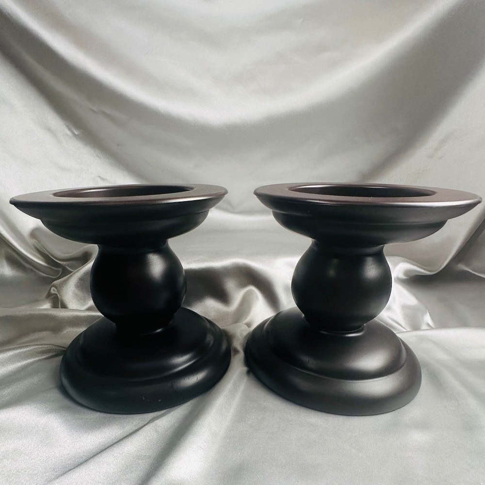 IKEA Set of 2 Dark Brown Metal Pillar Candle Holders 501.745.40 Pedestal Stands - Picture 4 of 7